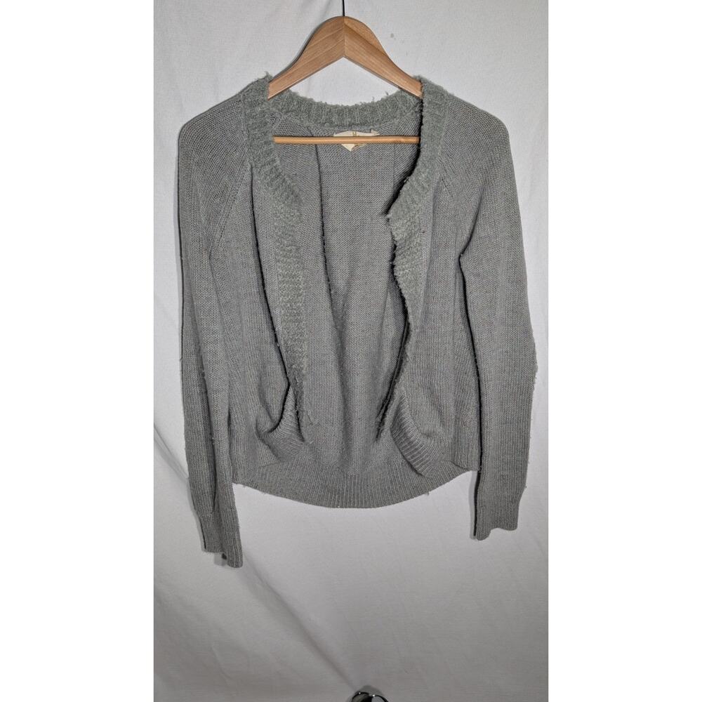 Anthropologie HWR Womens Open Front Alpaca Wool Blend Cardigan Sz S Elbow Patch
